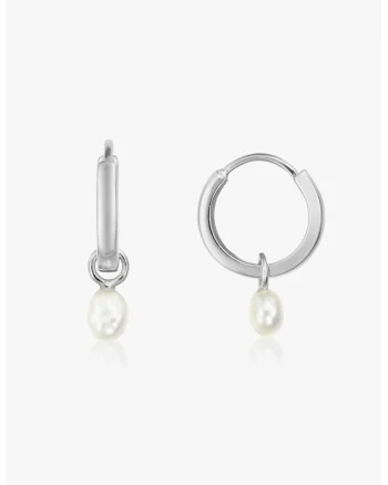 Cercei din argint veritabil 925 decorati cu perle Little Drop, Alb/Argintiu