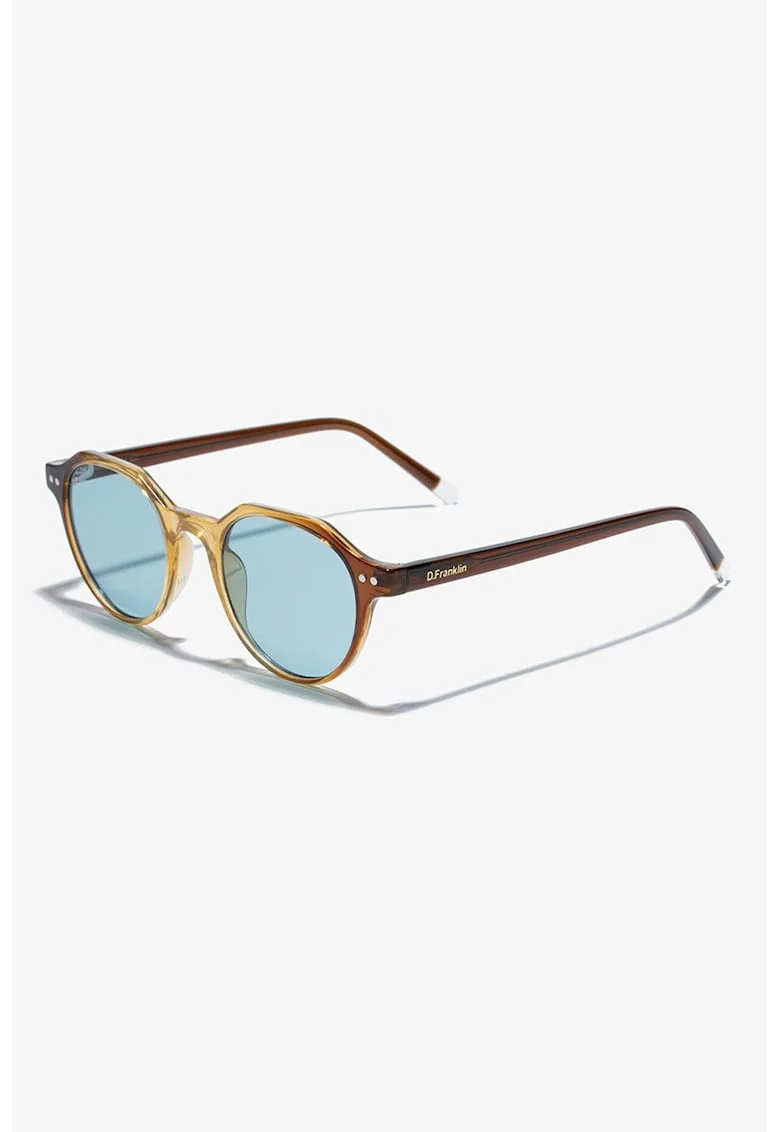 Ochelari de soare rotunzi unisex cu lentile polarizate, Maro/Maro deschis