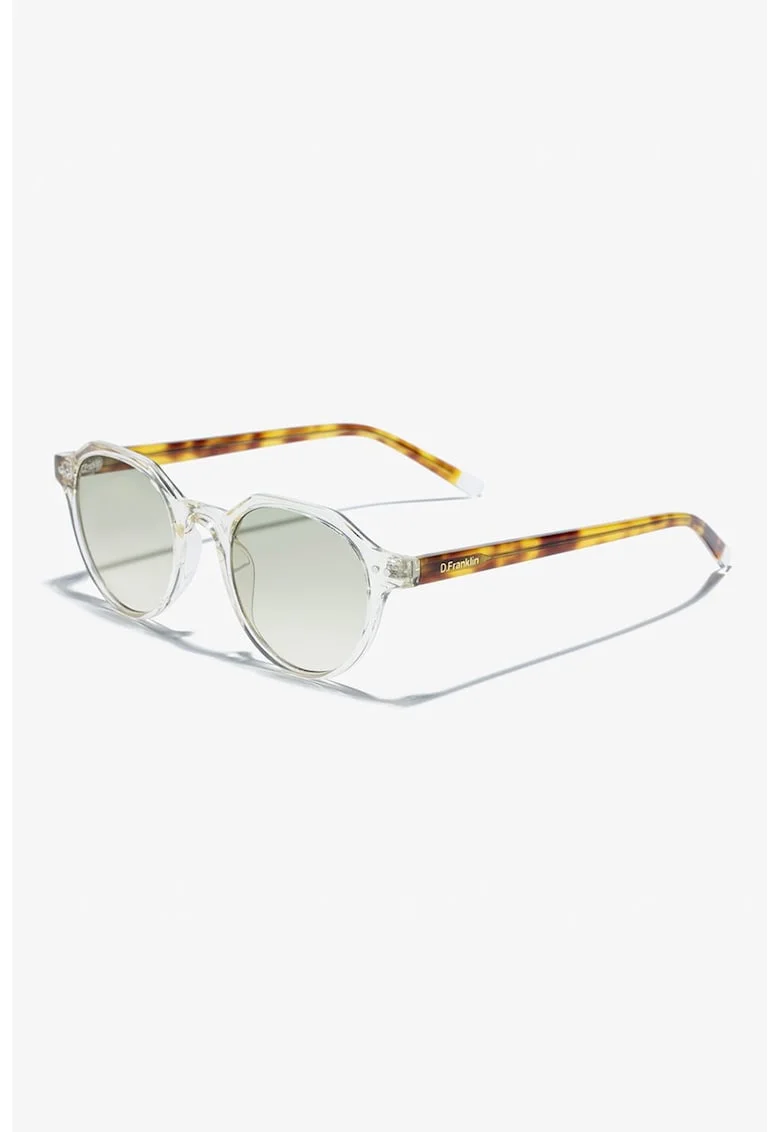 Ochelari de soare rotunzi unisex cu lentile polarizate, Transparent