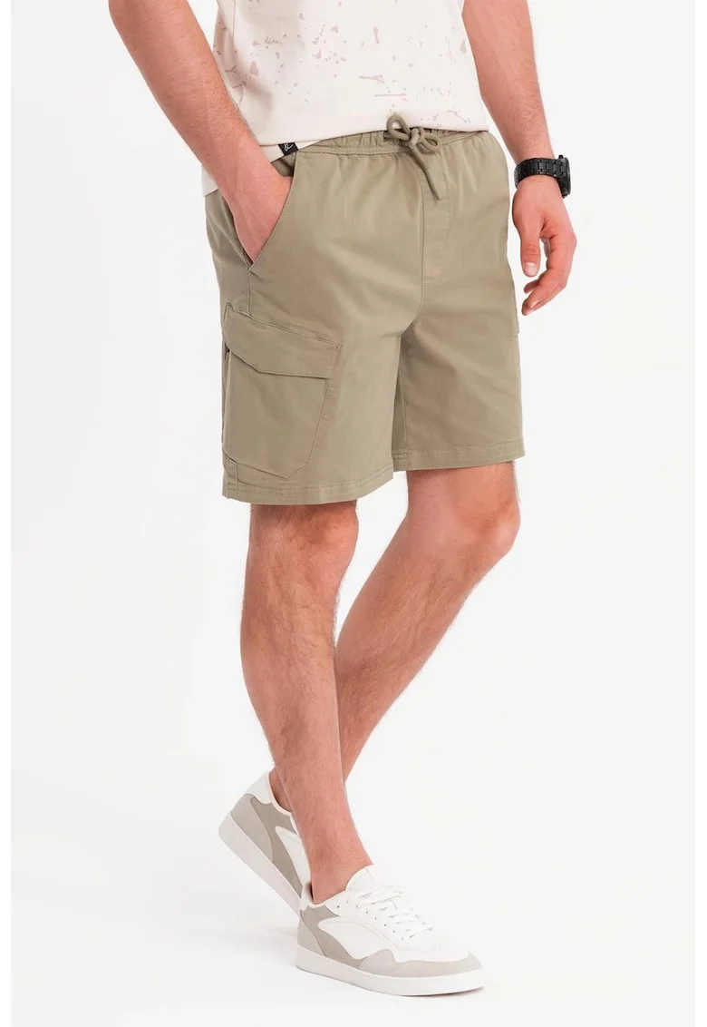 Pantaloni scurti cargo cu snur de ajustare, Verde pal