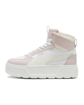 Pantofi sport medii de piele si piele ecologica Karmen, Alb/Roz pal