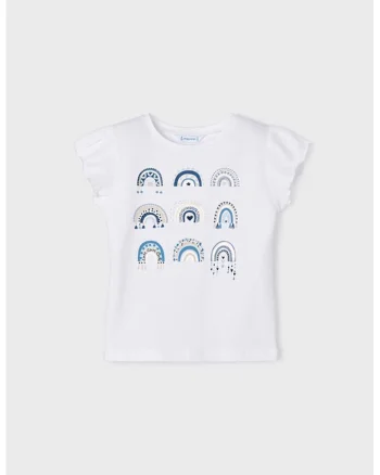 Tricou de bumbac cu model grafic, Alb