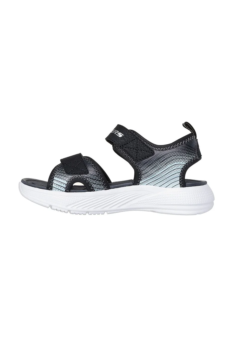 Sandale cu velcro Microspec, Negru/Argintiu