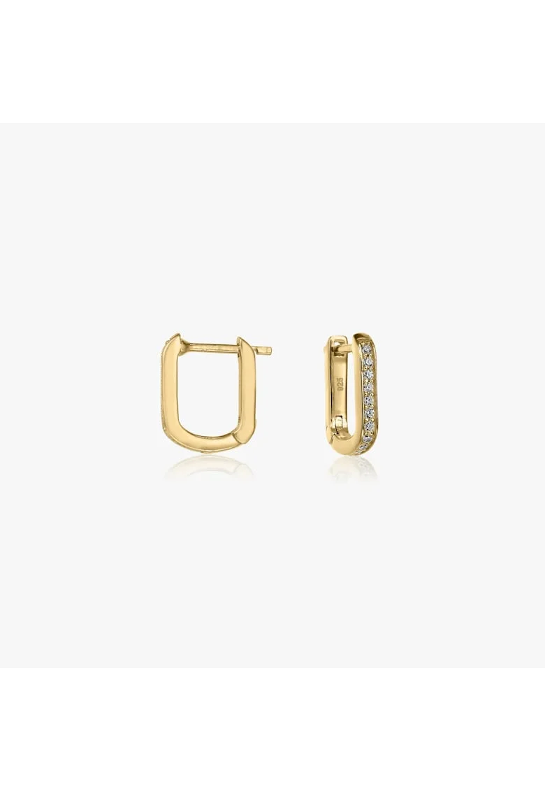 Cercei din argint Golden U Hoops - Zirconiu