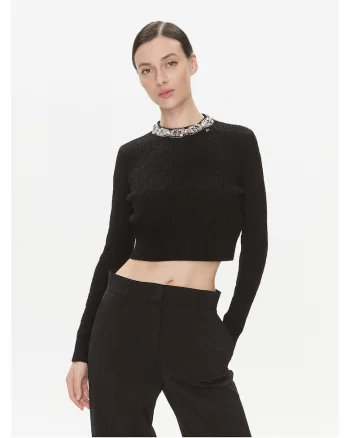 Pulover dama,  slim fit, negru, lana,