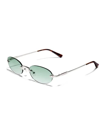 Ochelari de soare ovali, fara rama, Verde, Auriu,
