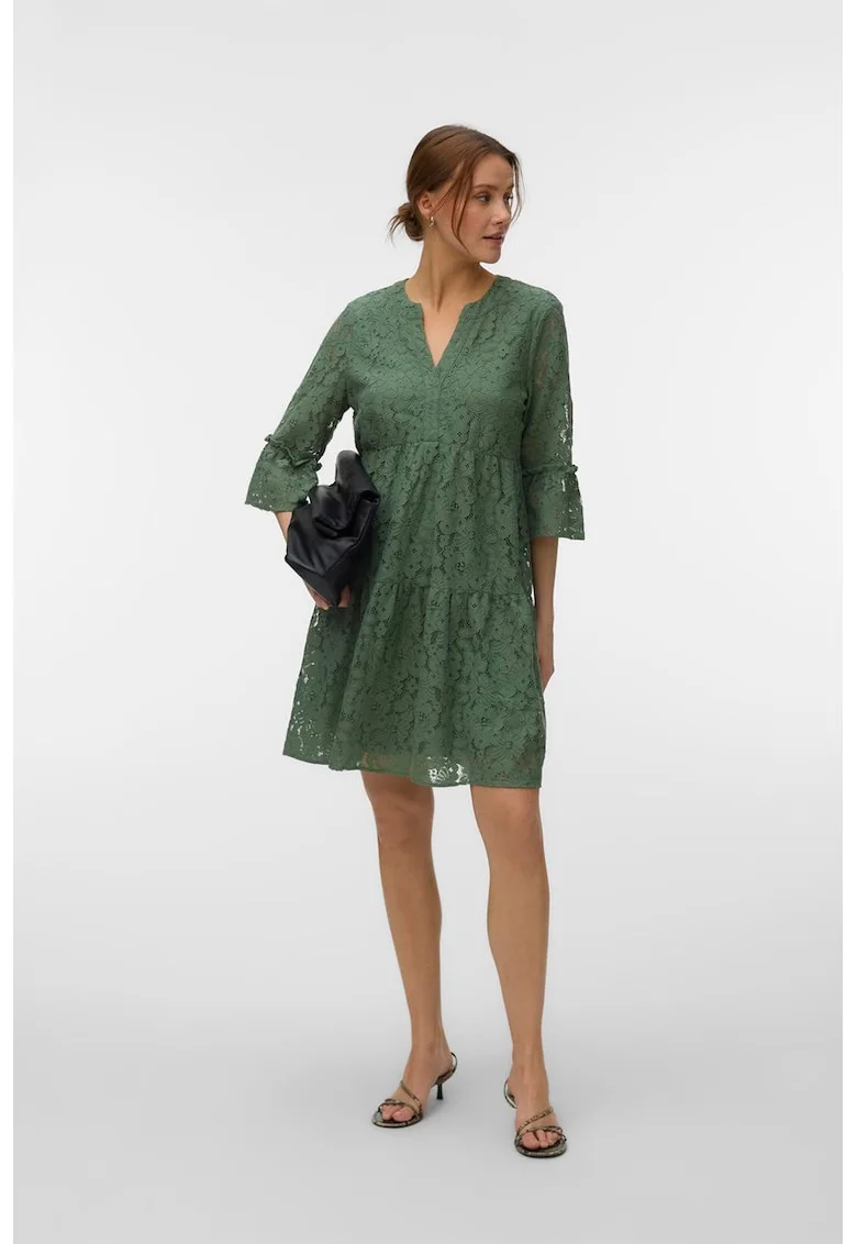 Rochie lejera cu maneci 3/4 Laurel, Verde feriga