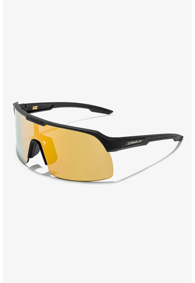 Ochelari de soare shield unisex cu lentile uni, Negru