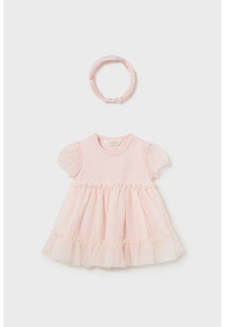 Set de rochie evazata si bentita, Roz pal