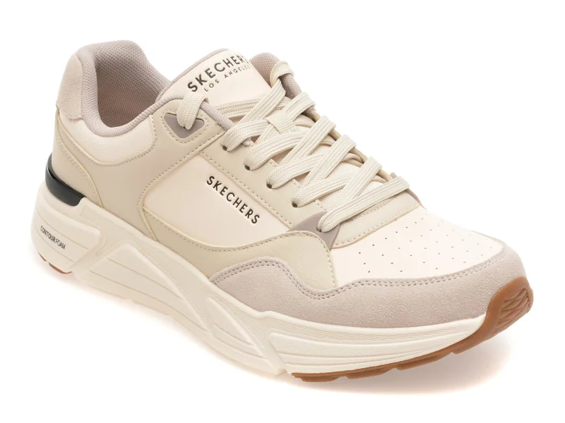 Pantofi sport SKECHERS albi, 183430, din piele ecologica