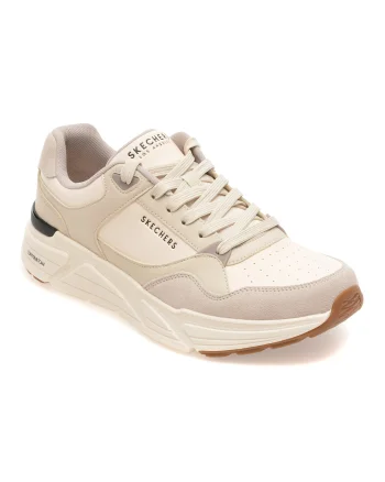 Pantofi sport SKECHERS albi, 183430, din piele ecologica