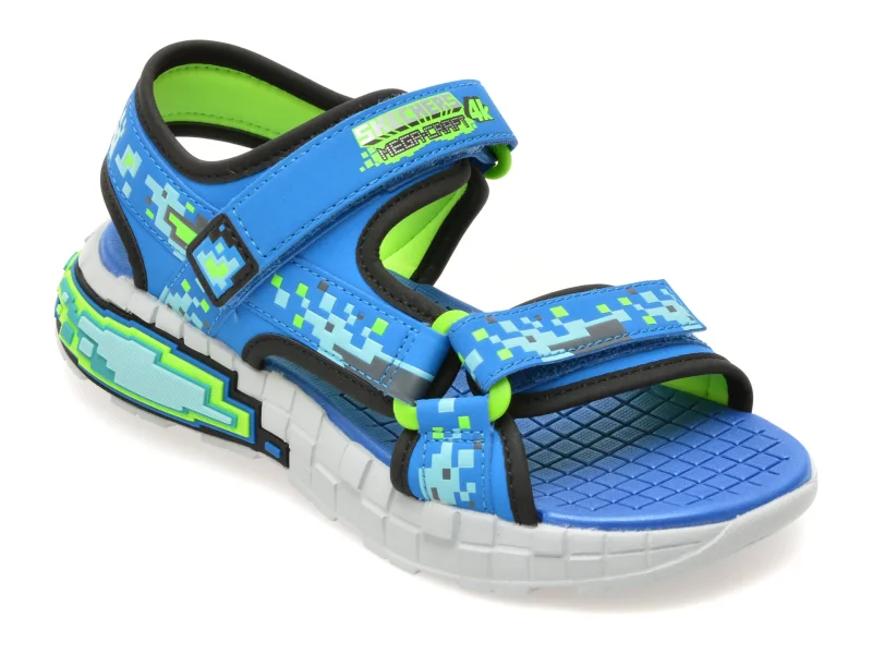 Sandale SKECHERS albastre, 402161L, din piele ecologica