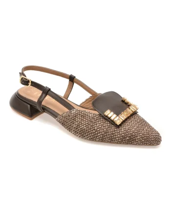 Pantofi eleganti EPICA maro, 669B754, din material textil si piele naturala