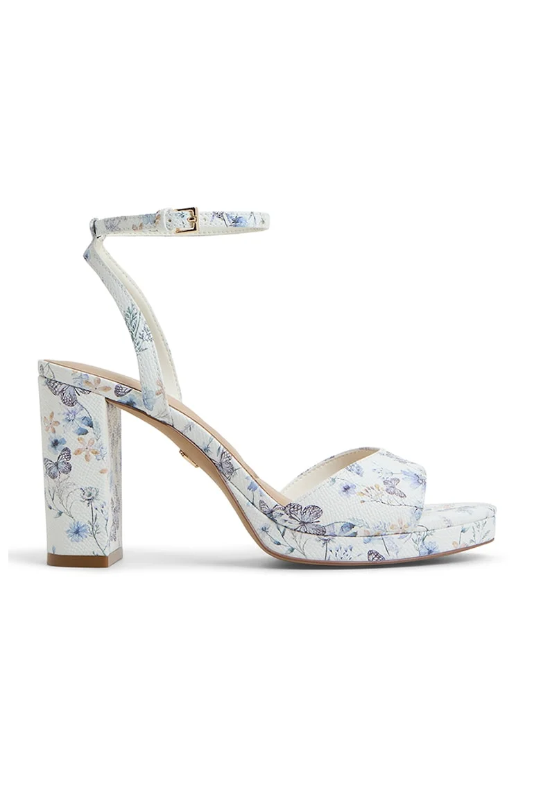 Sandale de piele cu toc masiv Gracious, Violet/Alb murdar/Albastru