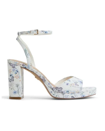 Sandale de piele cu toc masiv Gracious, Violet/Alb murdar/Albastru