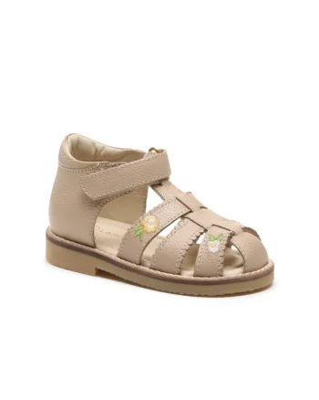 Sandale fata,  Piele naturala, Bej