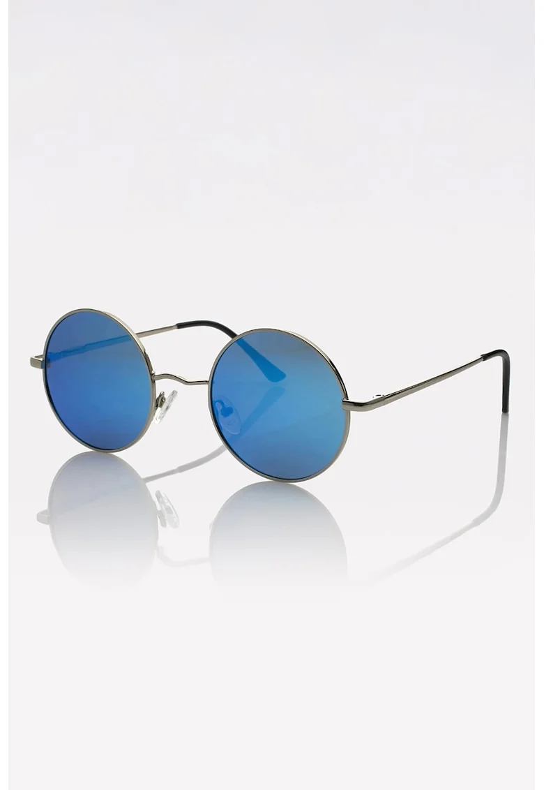 Ochelari de soare rotunzi unisex cu lentile polarizate, Argintiu
