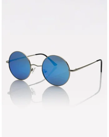 Ochelari de soare rotunzi unisex cu lentile polarizate, Argintiu