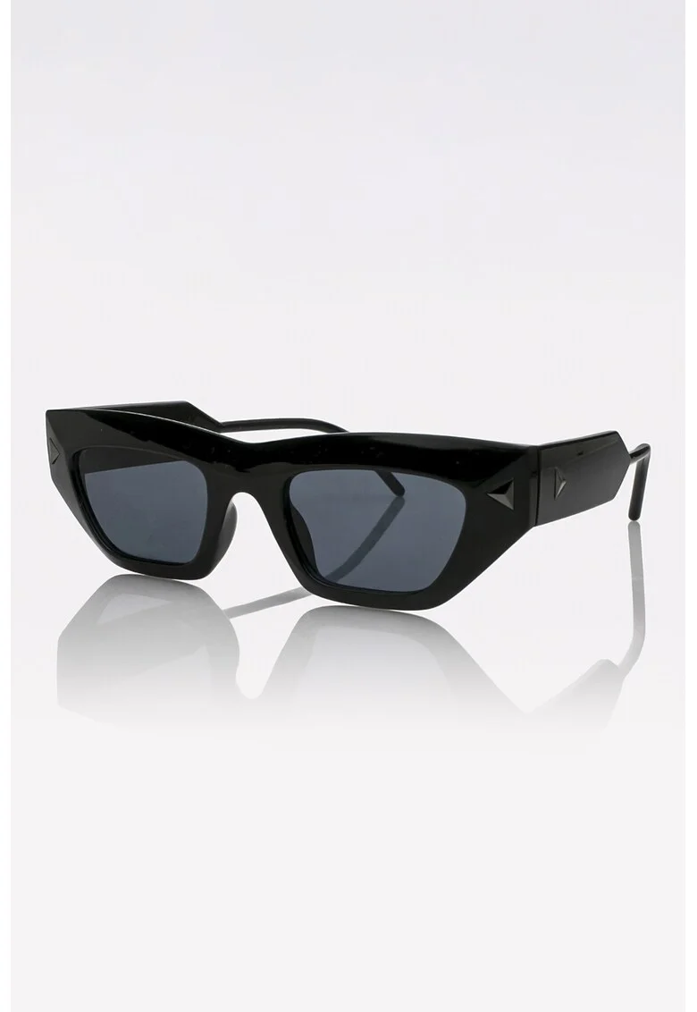 Ochelari de soare cat-eye unisex cu aspect masiv, Negru