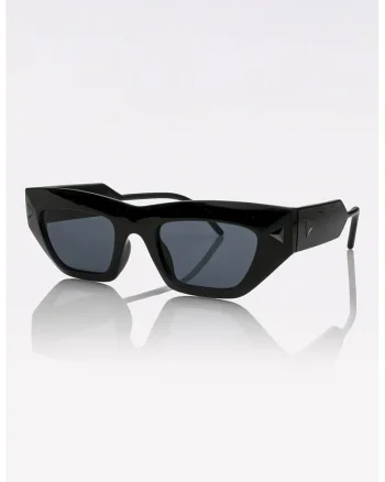 Ochelari de soare cat-eye unisex cu aspect masiv, Negru
