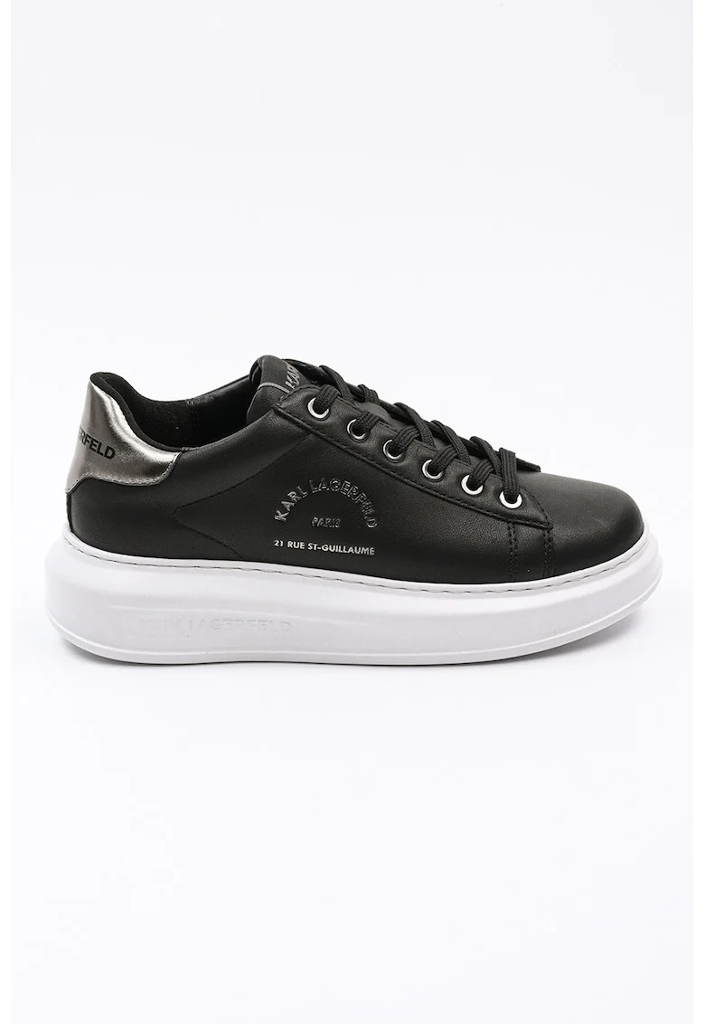 Pantofi sport de piele cu logo, Negru