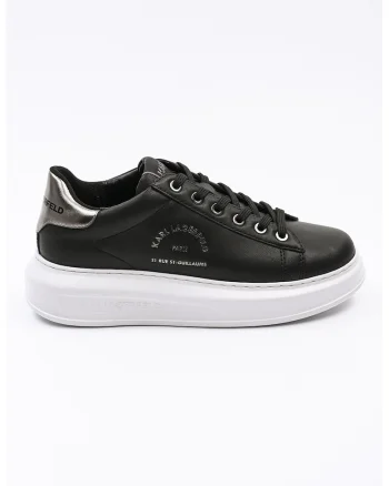 Pantofi sport de piele cu logo, Negru