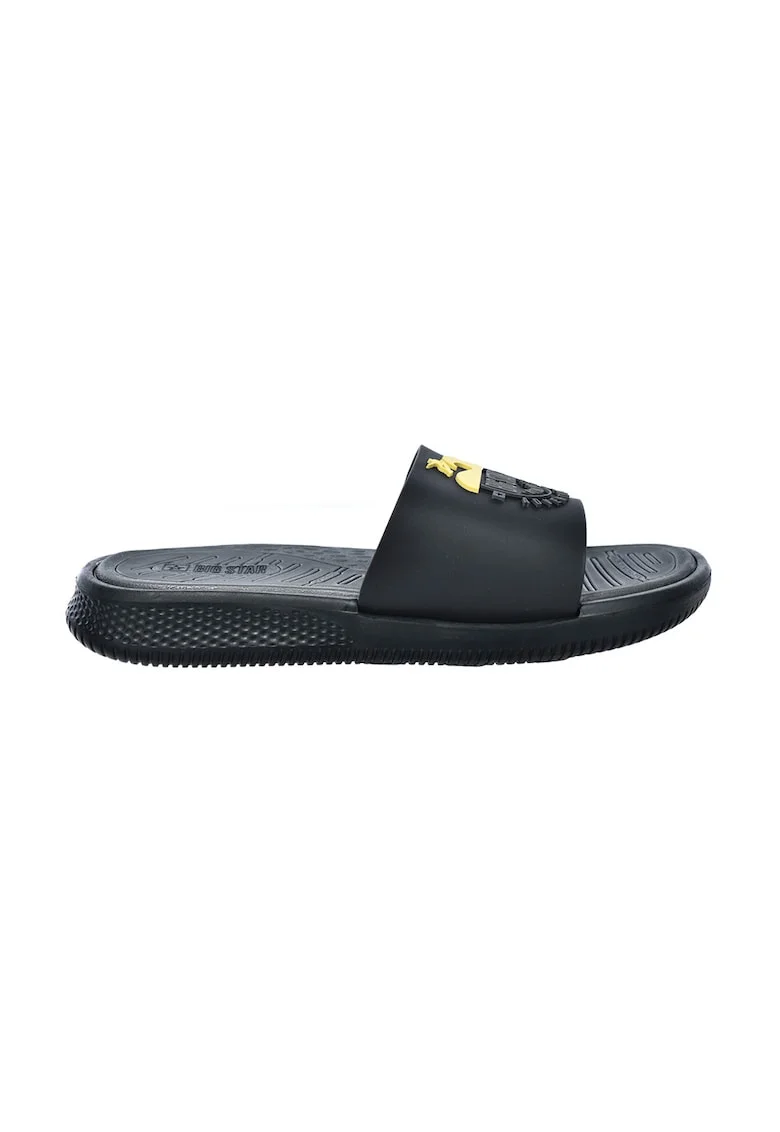Papuci cu imprimeu logo, Negru/Galben