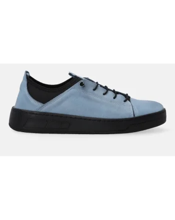 Pantofi casual din piele si piele ecologica, Albastru prafuit