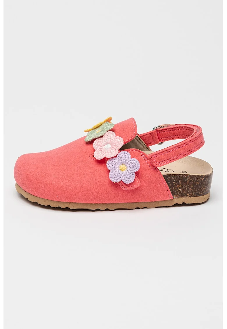 Papuci de piele cu platforma, Roz pastel/Lila/Caramel
