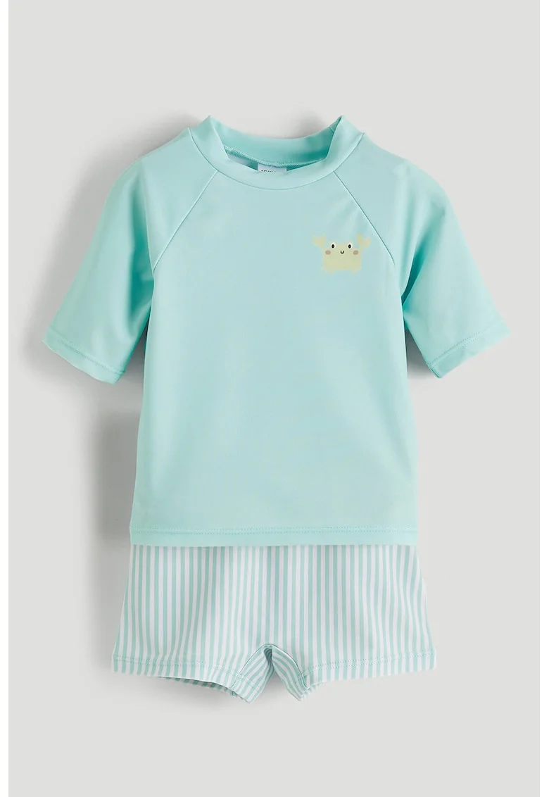 Costum de baie cu imprimeu si doua piese, Turcoaz