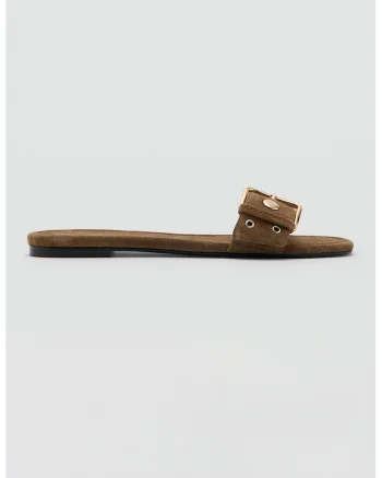 Sandale flatform din piele intoarsa, Maro