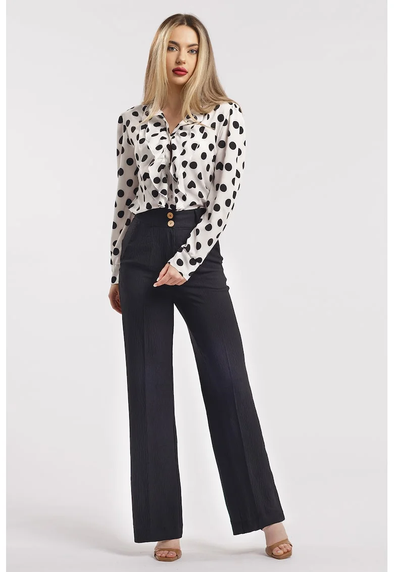 Pantaloni drepti cu talie inalta, Negru stins