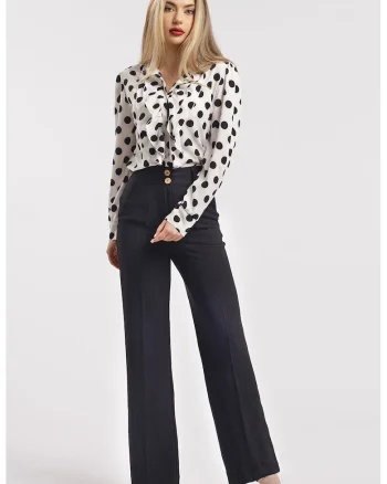 Pantaloni drepti cu talie inalta, Negru stins