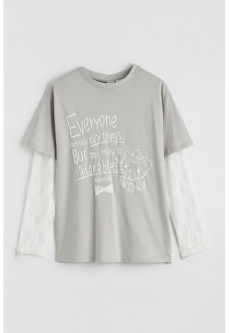 Bluza cu model suprapus, Gri