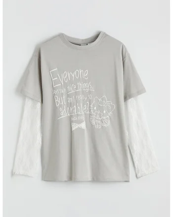 Bluza cu model suprapus, Gri