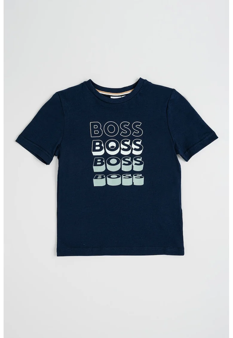 Tricou regular fit cu decolteu la baza gatului, Albastru oceanic/Verde sparanghel