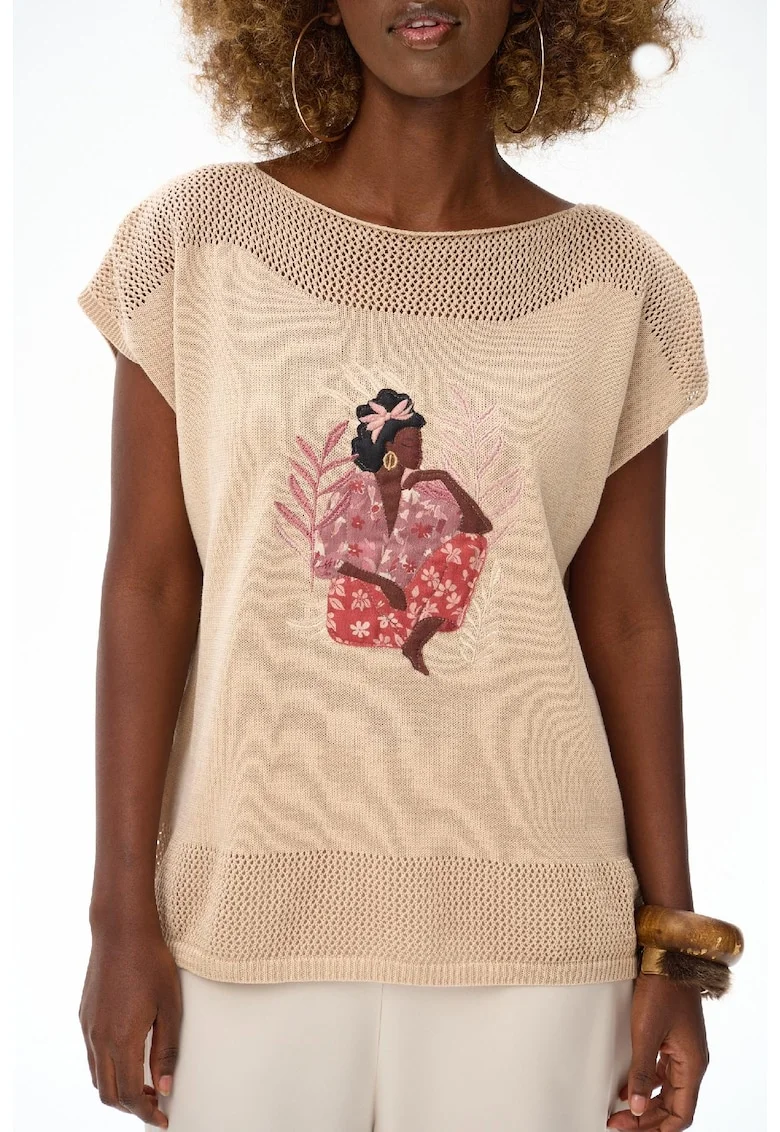 Pulover cu broderie frontala