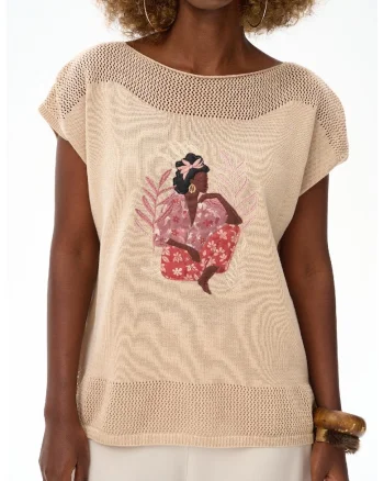 Pulover cu broderie frontala