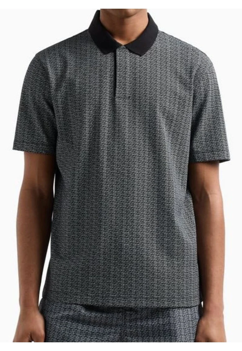 Tricou polo cu detalii contrastante,