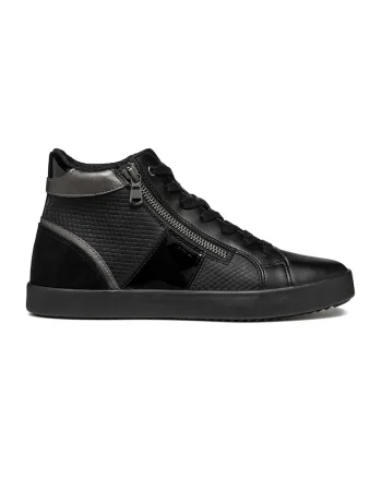 Pantofi sport cu insertii de piele intoarsa, Negru/Gri inchis