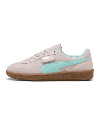 Pantofi sport Palermo de piele intoarsa si piele, Turcoaz/Roz pal