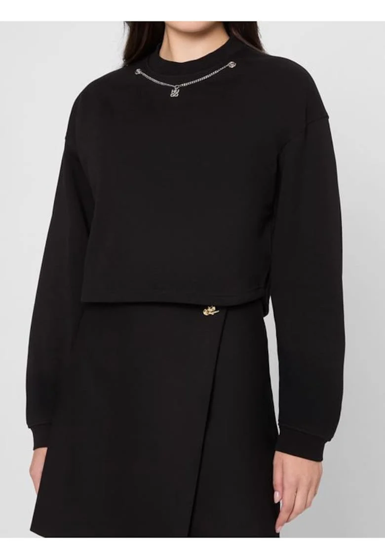 Bluza de trening cu detaliu lantisor metalic