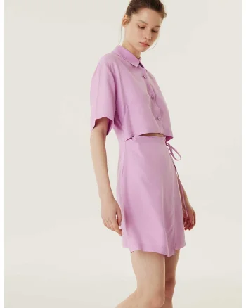 Rochie-camasa din amestec de lyocell cu model 2 in 1, Lila