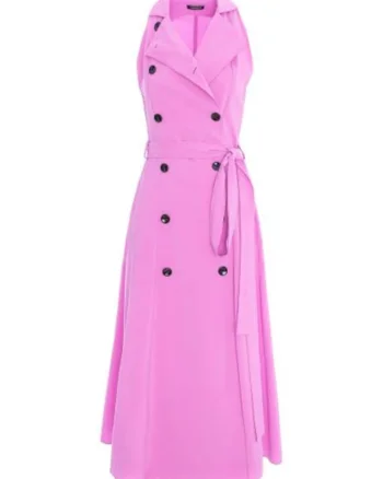 Rochie evazata cu doua randuri de nasturi, fara maneci, Lila