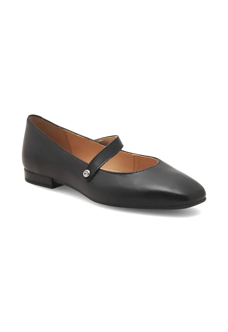 Balerini dama,  390312, Piele naturala, Negru