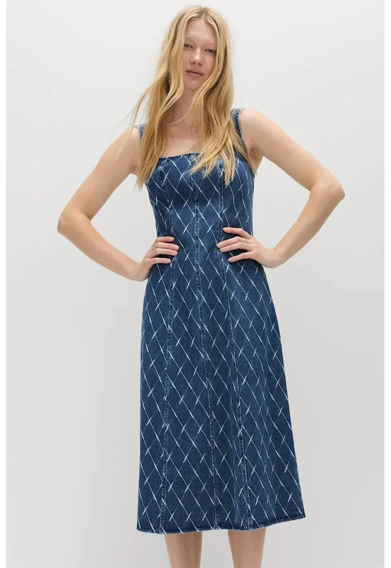 Rochie midi din denim, Albastru