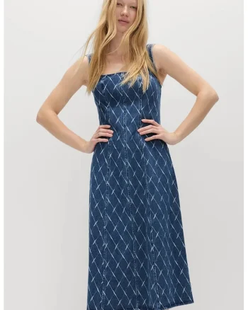 Rochie midi din denim, Albastru