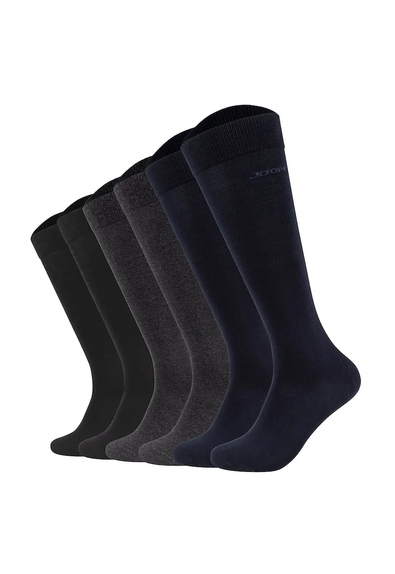 Set de sosete lungi pana la genunchi- 6 perechi, Negru/Albastru inchis/Gri antracit