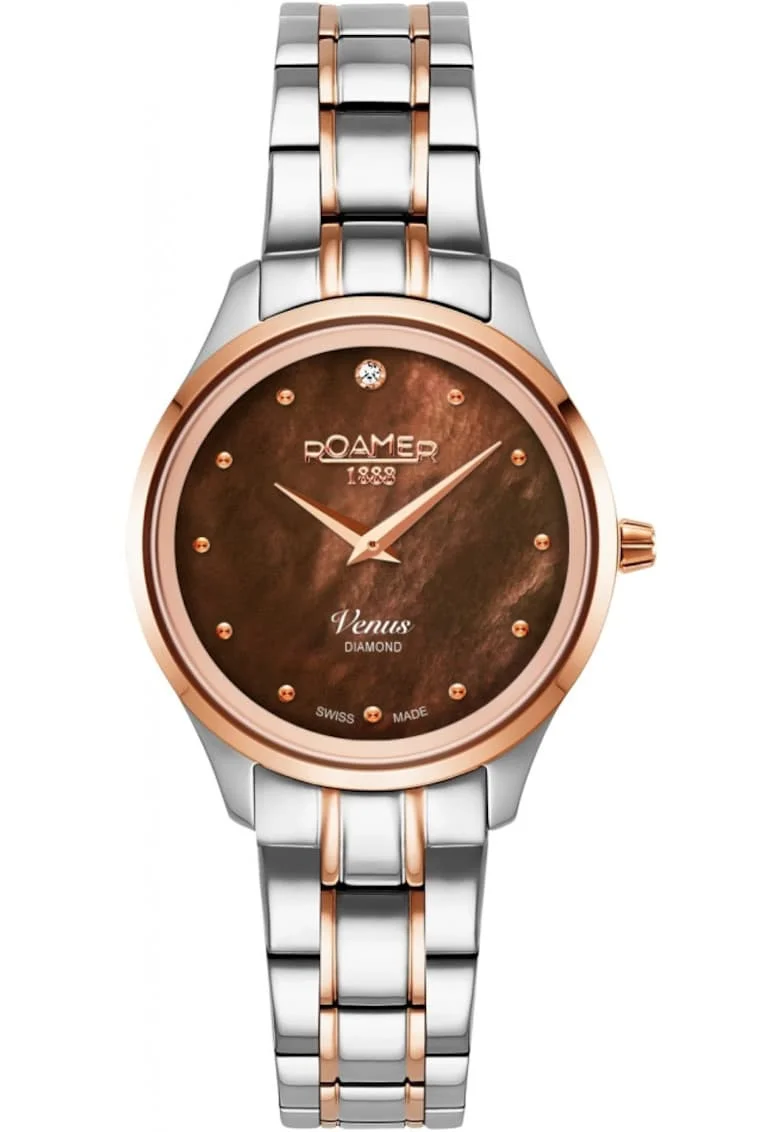Ceas de dama  601857 49 79 20, culoare roz aur, clasic cu diamante