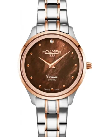 Ceas de dama  601857 49 79 20, culoare roz aur, clasic cu diamante